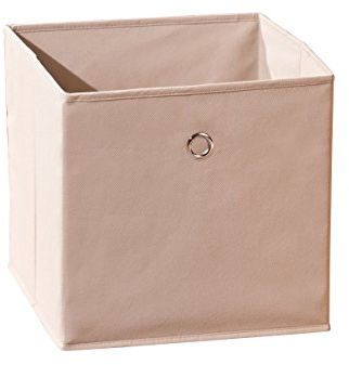 Inter Link – Faltbare Aufbewahrungsbox – Klappbarer Objekthalter – Stoff Faltbox – Aufbewahrungsbox für Raumteiler oder Regale – 32 x 32 x 32 cm – Mit Fingerloch – Winny – Beige