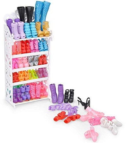 E-TING Doll Shoes Rack with 20 Pairs Shoes (1 Shelf + 20 Pairs) (Random Style)