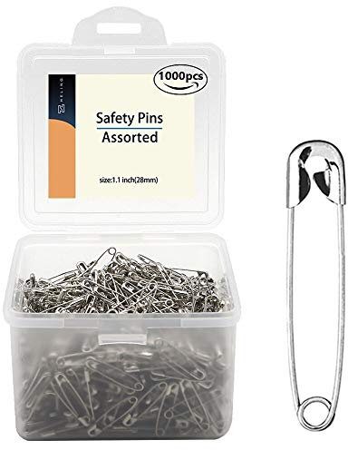 1000 Stück – Sicherheitsnadeln, 2.8 cm Sicherheitsnadeln, Metall, silberfarben, Nähnadeln, Kleidungsklammern, Werkzeug, 28 mm, Nähzubehör-Set für Babykleidung, Schmuckherstellung (2.8 cm)
