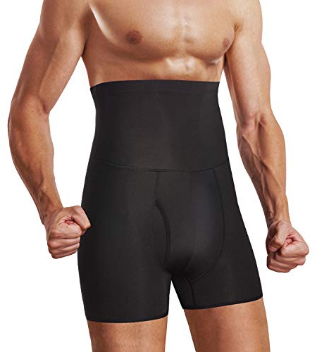 CHUMIAN Mutande Uomo Vita Alta Compressione Boxer Slip Controllo Pancia Dimagranti Shapewear Pantaloncini (Nero, M)