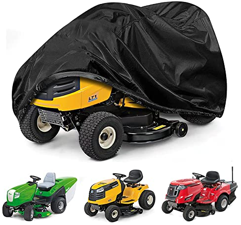 Garden tractor cover, Lawn tractor cover, 420D windproof, Rainproof, Dustproof, UVproof Oxford cloth tarpaulin (L264 x W100 x H130CM)