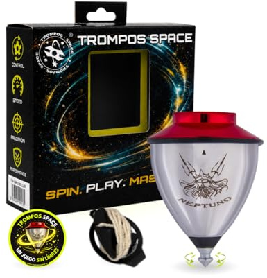 SPACE TROMPOS - Neptuno Roller Acero INOX, Rojo, Incluye Cuerda y Packaging