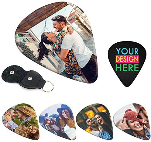 Personalisierte Foto Gitarren-Plektren, Guitar Picks, Bass-Plektren mit Ihrem Foto/Logo/Text, doppelseitiger Druck, Gitarre Plektrum für Bass E-Gitarre Akustikgitarre Ukulele,schweres Plektrum 0,96 mm
