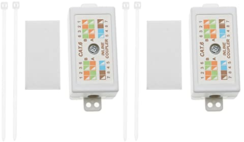 EMSea 2pcs RJ45 Cat 6 Gigabit Inline Coupleur Krone à Enfoncement Joiner Module Connecteur Coupleur Réseau pour Ethernet Câbles Accessoires 63x26x25mm, Blanc
