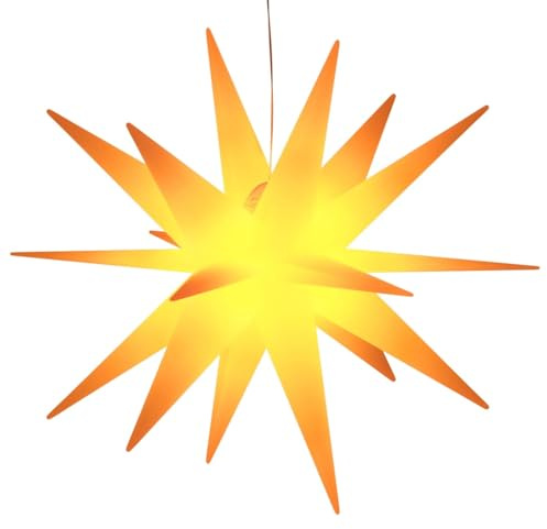 vidaXL Weihnachtsstern, Faltbar Beleuchtet Adventsstern mit LED, Wasserdicht Weihnachtsbeleuchtung mit Timer, Leuchtstern Weihnachtsdeko für Innen Außen, Gelb 57 cm