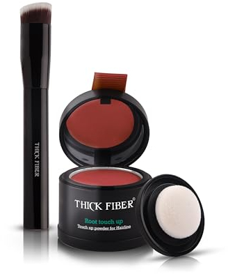 THICK FIBER Ansatzpuder - Haar Concealer zur Haarverdichtung für Frauen und Männer, wasserfestes Haar Make-up zum Ansatz kaschieren - 4g (Rotbraun)
