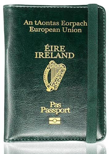 MOIRENTO Irish Passport Cover & Holder, PU Leather, RFID Blocking, Green