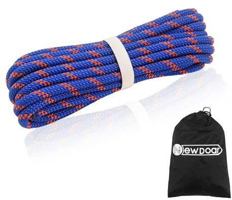 NewDoar Outdoor-Seil 14KN 8mm(5/16 in) Hochfestes Zubehörseil Doppelt geflochten Multifunktionales Seil für Camping, Wandern, Angeln, Lastentransport, Hängematten, Zelte(Blau 8mm,20ft)