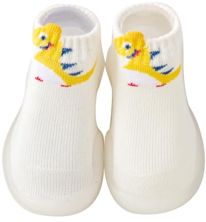 Baby Girls Boys First Walking Shoes Anti Slip Slippers Socks Barefoot Shoes Toddler Infant Non Slip Sole Shoes Breathable(White, 12-18Month)