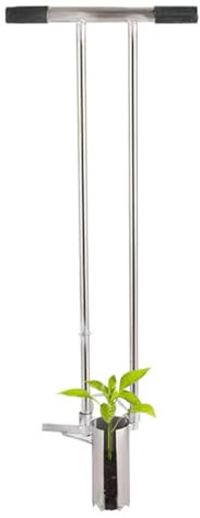 Trapiantatrice per bulbi con manico lungo, attrezzo per fioriera con manico lungo - Strumento per piantare bulbi piccoli per trapiantare piante,Piantatrice di bulbi stabile, tappo per zolle da giardin