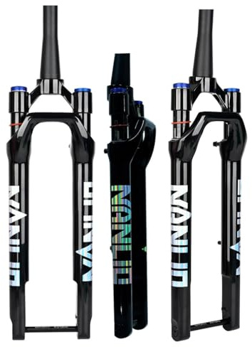 Upphängningsgaffel 700C Gravel Road Bike Suspension Gaffel 60mm Resa 1-1/2 Koniskt Rör Skivbroms Cykel Framgaffel XC Air Fork Manuell Låsning 100 * 12mm Genomgående Axel(Black)