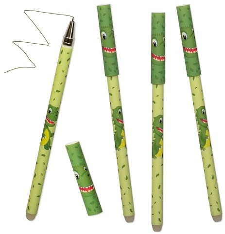 Tapirella - Set mit 4 Gel-Radierstiften, Dino - mit Radierer zum Entfernen der Tinte - Grün - Radierbare Gelstifte von Lutz Mauder, Gelschreiber Kinder und Erwachsene - Tintenschreiber