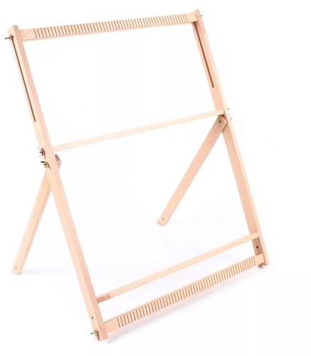 Kazafa Wooden Weaving Loom Large 70x50cm Frame with Three Adjustable Gears & Comb, Foldable Loom for Kids Over 6 and Adults, Wall Hangings & Blankets
