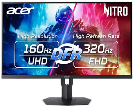 Acer Nitro 27” 4K UHD 3840 x 2160 Gaming IPS MiniLED Monitor | AMD FreeSync Premium | 160Hz Refresh Rate to FHD 320Hz (DFR) | Up to 0.5ms | 1 x Display Port 1.4 & 2 x HDMI 2.1 Ports | XV275K V3biipprx