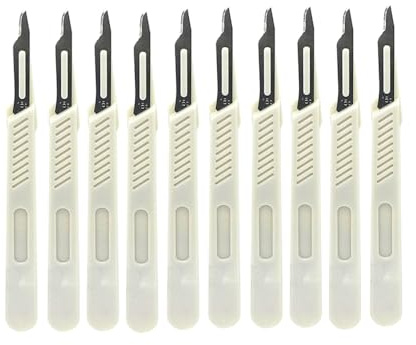 Bisturí N.º 15 con Mango N.º 3 - Hojas Estériles Desechables para Dermaplaning, Disección, Podología, Peluquería Profesional, Extracción de Acné y Reparación de Móviles