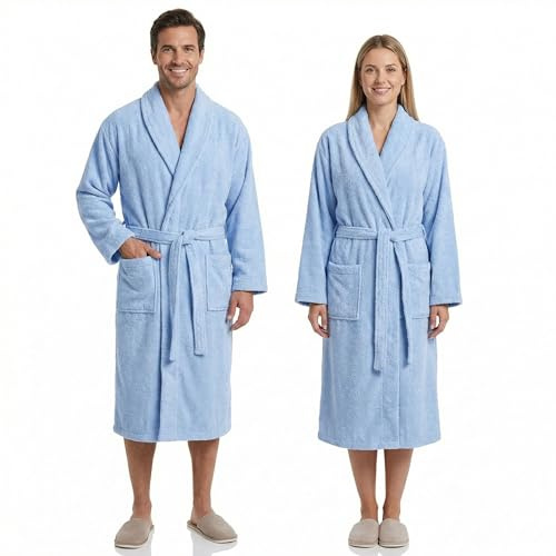 BOSKIMO Badrock Unisex 100 % bomull OEKO-TEX – morgonrock för män och kvinnor – amerikansk curl 420 gsm – mjuk och mycket absorberande