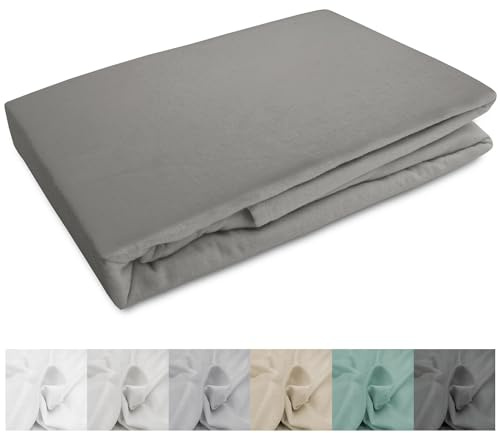 Darymex Lenzuolo con angoli elasticizzati in flanella, 200 x 220 cm, in flanella, in cotone, per materassi di altezza fino a 20 cm, caldo, morbido, grigio