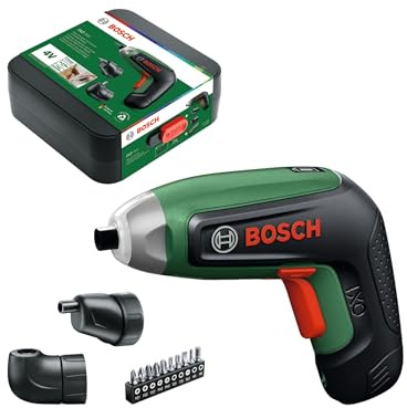 Bosch IXO8 atornillador a batería (incl. adaptadores angular y excéntrico, set de 10 puntas y batería, en caja de almacenaje)