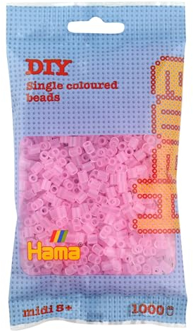 Hama 207-72 Bügelperlen Beutel 1000x Schreibwaren, transparent/rosa