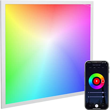 Long Life Lamp Company Smart WiFi RGB 40w LED Ceiling Panel Colour Changing Mood Light Flat 600 x 600 App Controlled
