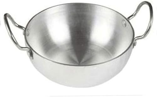 Shradha Trading Aluminum Frying Pan, Stir Pan, Indian Kadai Size No. 13