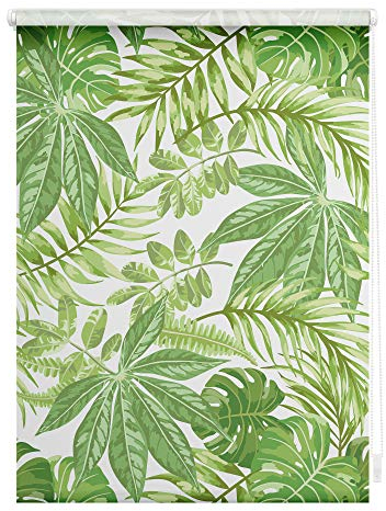 Lichtblick Klemmfix Verdunklungs-Rollo mit Motiv, ohne Bohren, Blickdicht, Seitenzugrollo, Made in Germany, Blätter - Grün 120 cm x 150 cm (B x L)