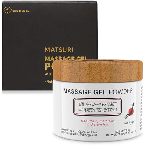 Eroticgel Gel de Masaje en Polvo 40g - Hace 4L/ 1.05 gal con Algas Marinas y Té Verde. Hecho en Japón, sin parabenos ni glicerina
