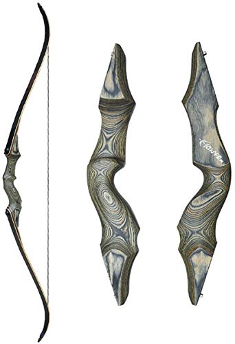 Obert Black Hunter 60 Zoll Profi Bogenschießen Takedown Recurvebogen Set 20-66lbs Rechtshand Holzbogengriff Jagdbogen für Erwachsene Sportbogen