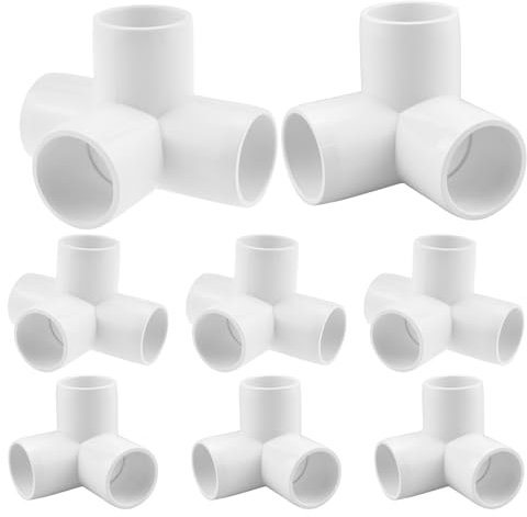 SDTC Tech 1,27 cm PVC-Montage-Kit Möbel-Grade-Rohr-Winkelverbinder für Heimwerker-PVC-Regal-Gartenstütz-Struktur-Rahmen, weiß (4 x 4 Wege + 4 x 3 Wege)