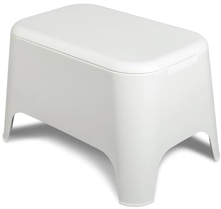 TOOMAX - Table basse d'appoint en résine 59x 39x 36cm Blanche Avec couvercle Extérieur / Intérieur Jardin, Maison