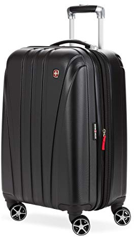 SwissGear 7585 Hardside Expandable Luggage with Spinner Wheels, Black, Carry-On 19-Inch
