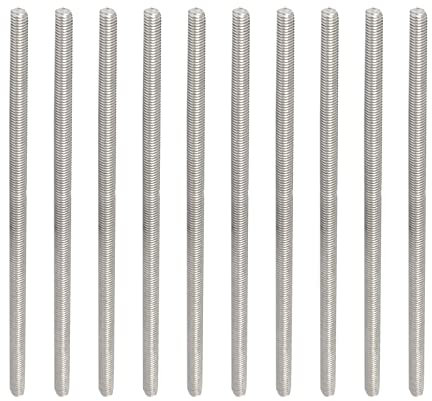 Rebower Totalmente Roscado Varilla 304 Inoxidable Acero Perno Prisionero Barra, [para Colgador U Pernos] - M5 x 150mm Macho Roscado/Plateado/Paquetes de 10