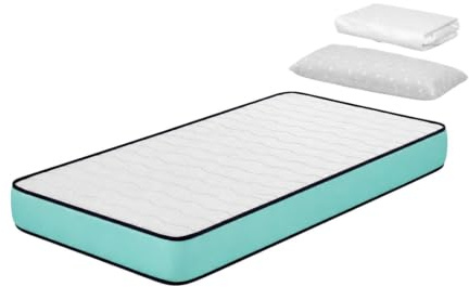 DORMISSIMO Pack - Materasso per bambini, 80 x 160 cm, altezza 14 cm, altezza 2, 1 cuscino in memory foam, 80 x 35 cm, 1 coprimaterasso 80 x 160 cm