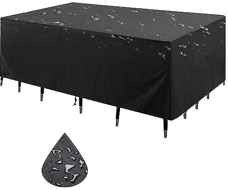 Jianghu Art für Tischabdeckung GartenmöBel 140x100x100cm Wasserdicht Abdeckplane Gartenmöbel 750D Oxford Gewebe, Wetterfest Anti-UV Reißfest für Tische und Stühle Sofas