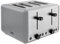 Tower T20086GRY Sera 4 Slice Toaster with 6 Browning Levels, Removable Crumb Tray, Defrost/Reheat/Cancel Functions, 1800W, Grey
