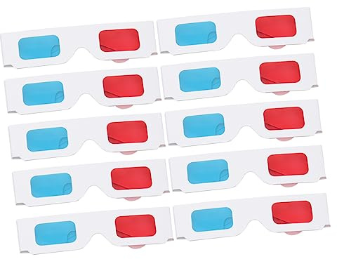 BESTonZON 10 St röd blå anaglyf röda och blå 3d-glasögon 3d visningsglasögon vandringsryggsäck -kamera slutare 3d glasögon 3d pappersglasögon små glas dekorativ ram kartong barn röd ram
