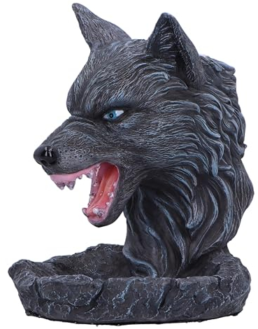 Nemesis Now Dark Wolf Backflow Incense Burner 11.5cm, Resin, Black Wolf Incense Cone Burner, Gothic Wolf Home Décor, Cast in the Finest Resin, Expertly Hand-Painted