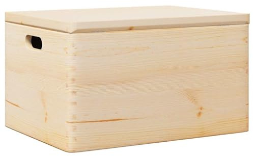 vidaXL Wooden Box with Lid and Handles 40x30x23 cm Solid Wood Pine