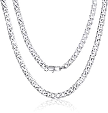 ChainsPro Collier Chaîne Cubaine de Miami pour Hommes Chaîne Maille Gourmette 4MM Ton Argent en Acier Inoxydable 20(51cm) Collier Hip Hop Rappeur Rock Chaîne Curb Link pour Hommes