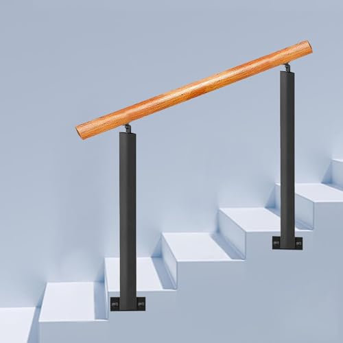 Barandilla de escalera de transición para exteriores, se adapta a 2 o 3 escalones, montaje lateral para escaleras tejidas de hormigón, barra de agarre de hierro forjado, altura de 95 cm, longitud de 1