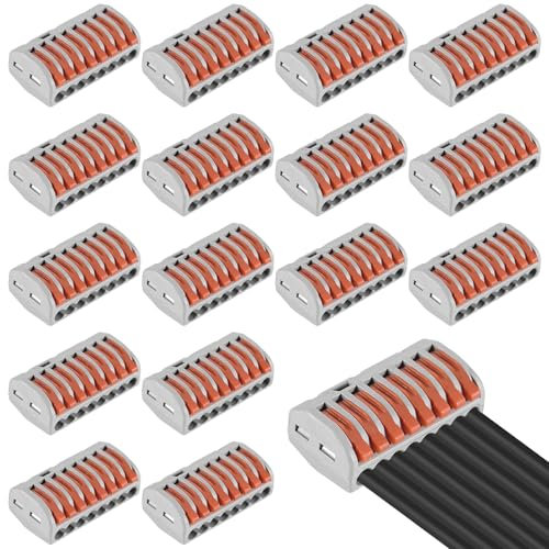 16 Stück Lüsterklemmen Set,Verbindungsklemmen,Klemmen Elektro,8 HäFen kabel Verbinder,Frei kombinierbar Elektrische Klemmen,Kabelverbinder mit Betätigungshebel Steckbar 4mm² Leiter Klemme