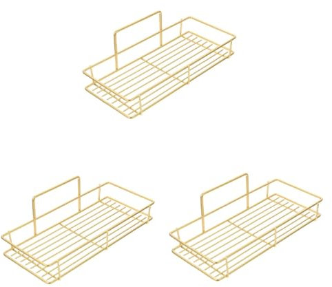 PRETYZOOM 3 Piezas Estante De Baño Organizador del Lavabo del Baño Estantes De Ducha para Ducha Interior Armario Pantalla Organizadores De Pared y Almacenamiento Esponja Bar Golden Planchar