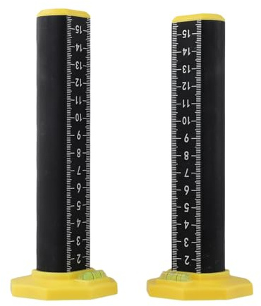 Zeroupshop Juego de reglas de altura de base magnética de 2 piezas, herramienta de medición de aleación de aluminio para carpintería, suelos, azulejos (amarillo y negro)