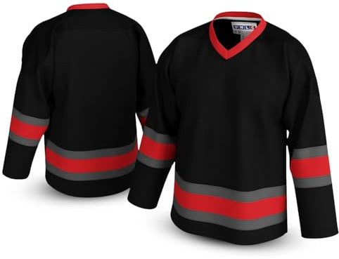UNLC Mean Machine Inspired Blank Hockey Jersey with Stripes – Authentic Stitched, Breathable Mesh and Durable Polyester, Black, 3X-Large