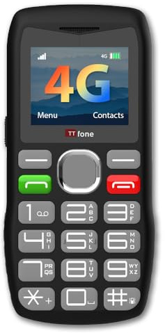 TTfone TT890 Téléphone 4G pour Seniors Téléphone Mobile à Grandes Touches Facile à Utiliser avec Bouton d’Appel d’Urgence, Chargement USB-C, Bluetooth, Appareil Photo Débloqué (avec câble USB)