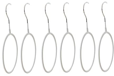 LABRIMP 5pezzi Appendiabiti Anelli Multiuso in Acciaio Resistente Per Sciarpe Cinture e Cravatte Resistente Graffi e Corrosione Organizzatore Armadio Bianco