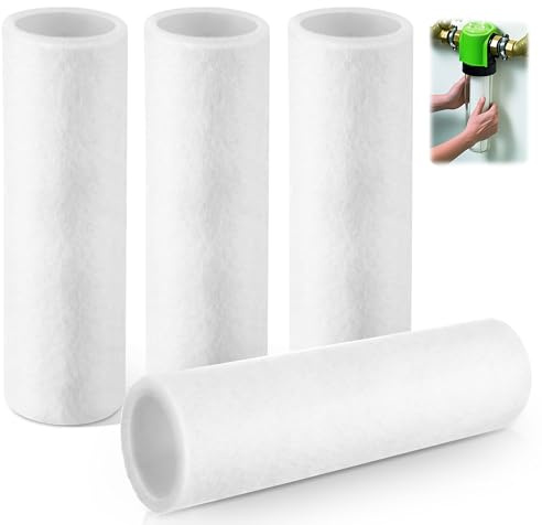 Enhon 4 Stück Ersatzfilter 80 µm, kompatibel mit Grünbeck Wasserfilter FS 1, hochwertiger Wollfaser,kompatibel mit Grünbeck Geno Feinfilter FS 1,Hauswasserfilter Ersatz Kerzenfilter,ohne Schutzglocke