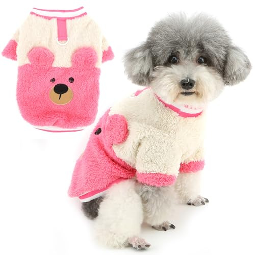 Zunea Cute Bear Dog Jumpers for Small Dogs Winter Sweater Coats Pink, S