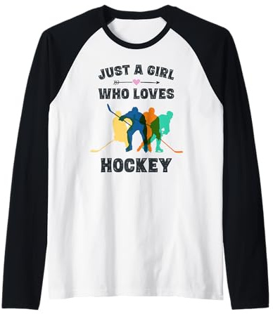 Camiseta de Hockey para niñas Adolescentes, Camiseta de Hockey Vintage Divertida Camiseta Manga Raglan