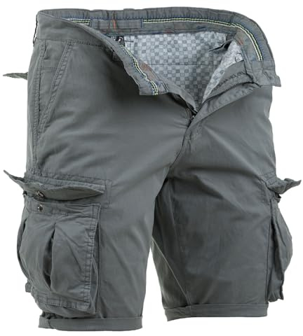Instinct Bermuda Uomo Cargo Pantaloncini con Tasche Laterali Shorts Pantaloni Corti Slim Fit Multi-Tasche in Cotone Tasconati 46, Grey Cargo K-828